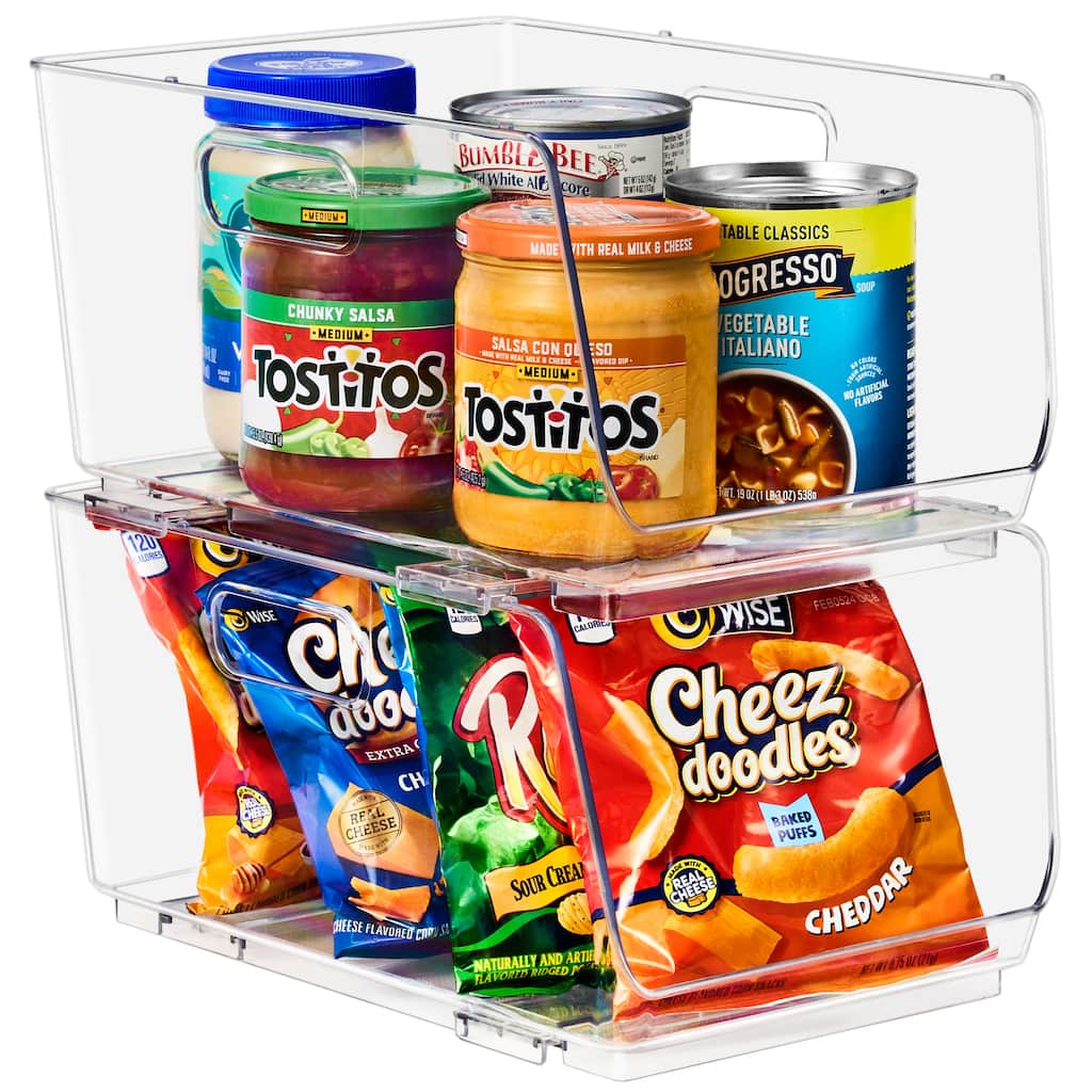 Sorbus Stackable Storage Bins Open Front Clear Acrylic Stackable Bins for Pantry Kitchen (Medium 2 Pack)