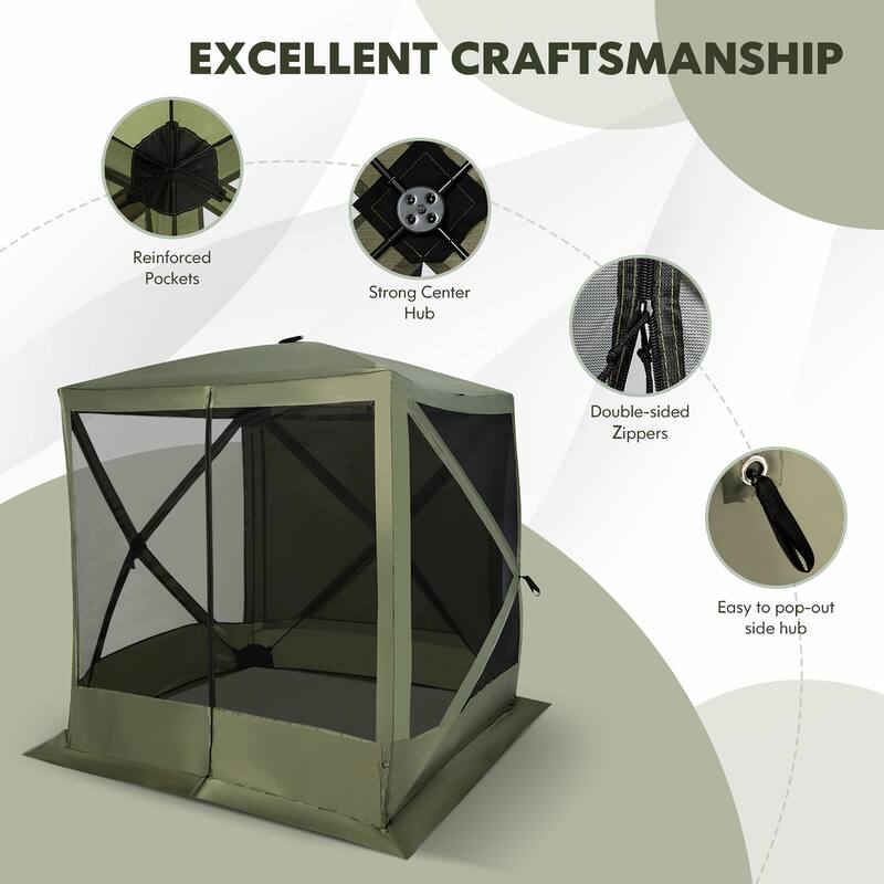 Costway 6.7 FT x 6.7 FT 4-Panel Pop up Camping Gazebo Quick-Set with 2 - See Details