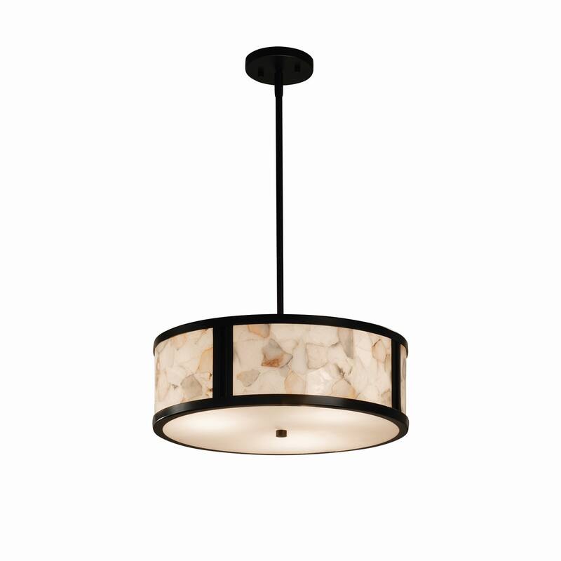 Justice Design Alabaster Rocks Tribeca 3-light Matte Black Pendant - Matte Black, Off-White
