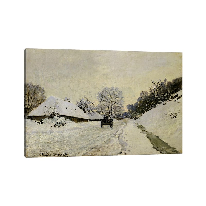 iCanvas "The Cart, or Road under Snow at Honfleur, 1865 " by Claude Monet Canvas Print