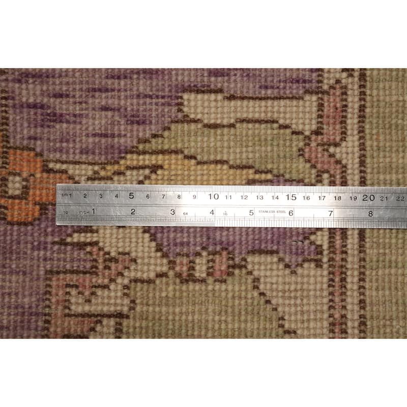Hand Knotted Oriental 100% Wool Carpet Transitional Geometric Green Oushak Area Rug - 7' 8'' X 5' 11''