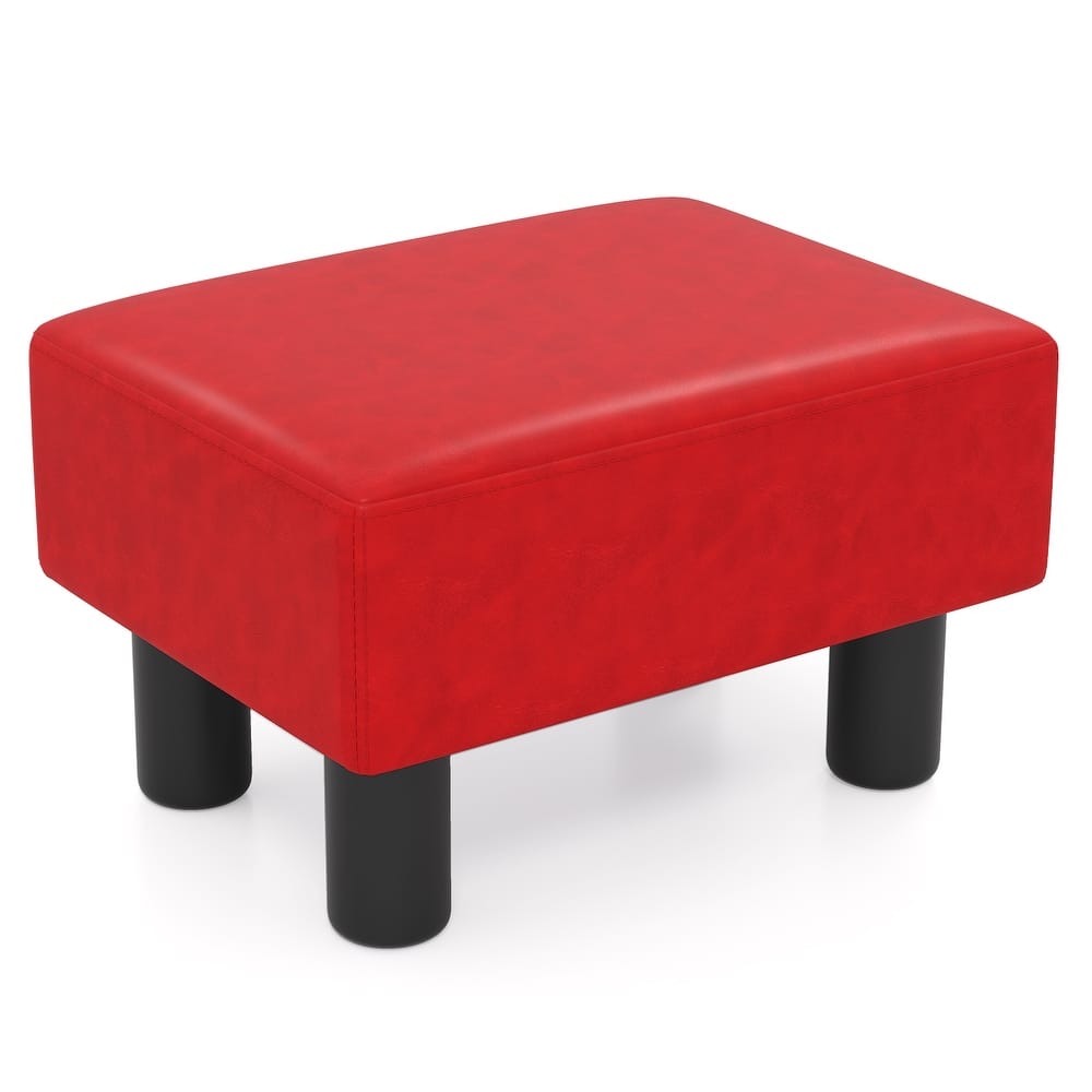 Gymax PU Leather Ottoman Rectangular Footrest Small Stool - See Details