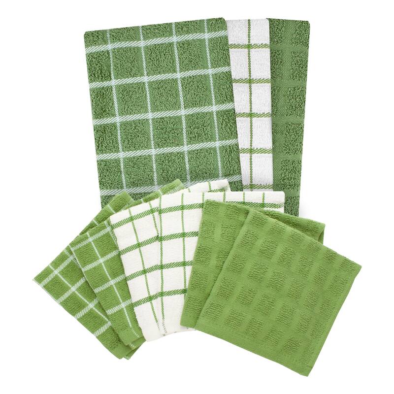 Ritz 3-Pack Terry Check Kitchen Towel and 6-Pack Terry Check Dish Cloth Set