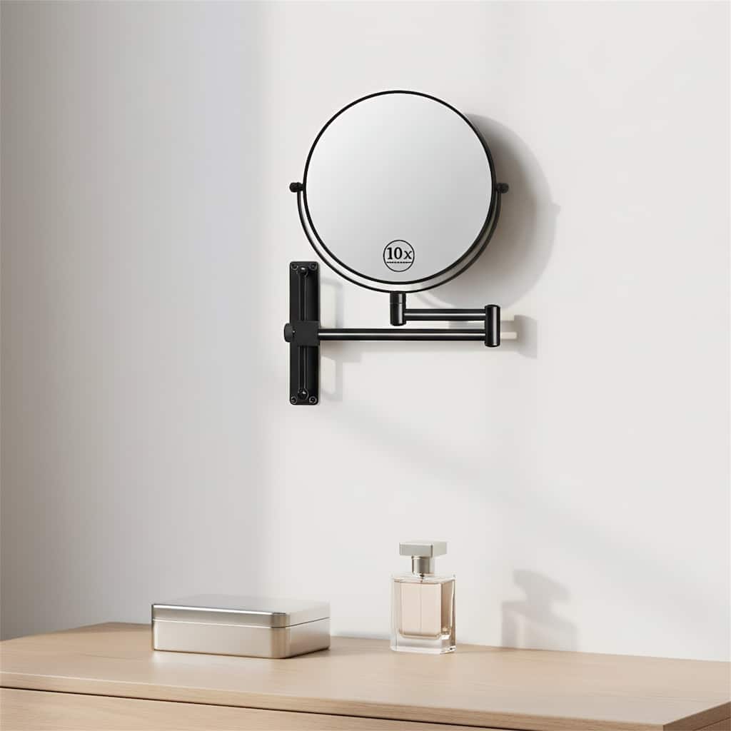 8" 1x/10x Magnifying Double Sided Vanity Mirror Height Adjustable