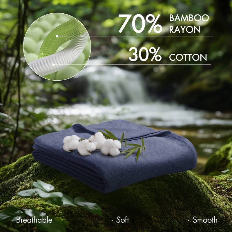 Chelsea Square Rayon from Bamboo Cooling Cotton Lightweight Blanket for Summer Spring