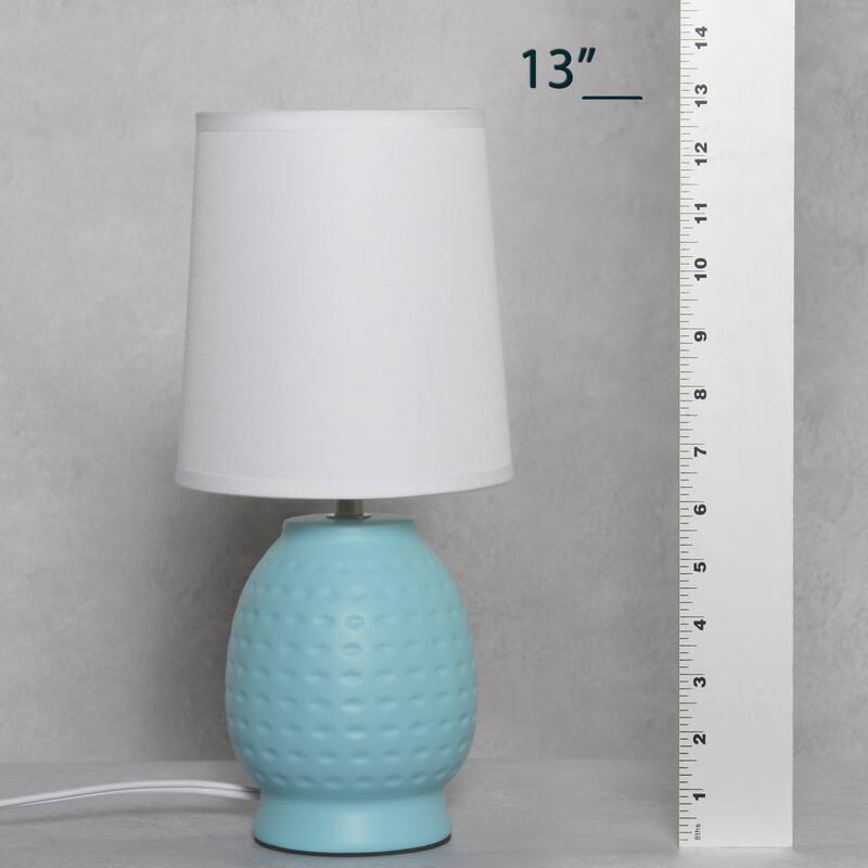 Petite Dimpled Ceramic Table Lamp with Tapered Shade - 12.5" - Blue
