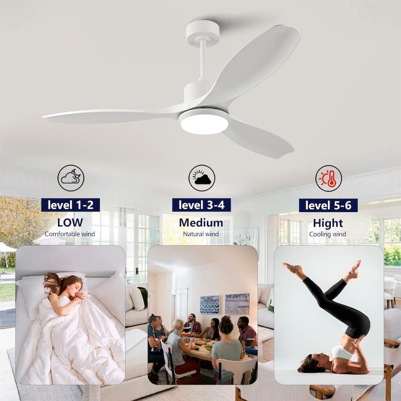 52-inch Modern LED Ceiling Fan with Light, 3 ABS Blades & Remote Control