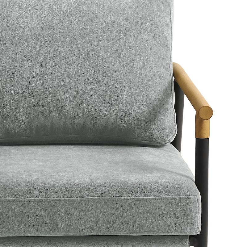 Anis 27'' W Vegan Leather/ Chenille X Base Metal Frame Accent Chair