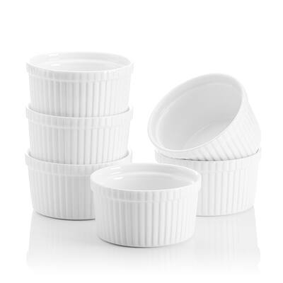 MALACASA, Series Ramekin, 6-Piece 3.5" Ceramic Oven Dish Ramekin Set 190ml