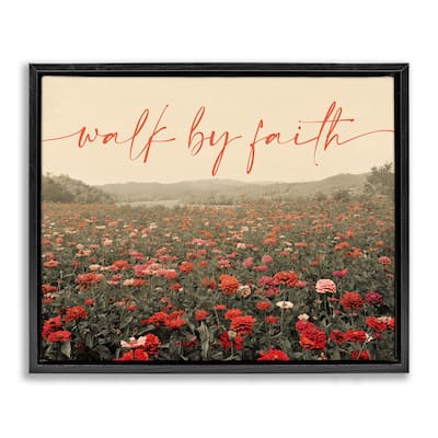 Stupell Walk By Faith Garden Framed Floater Canvas Wall Art Design By GAIL PECK