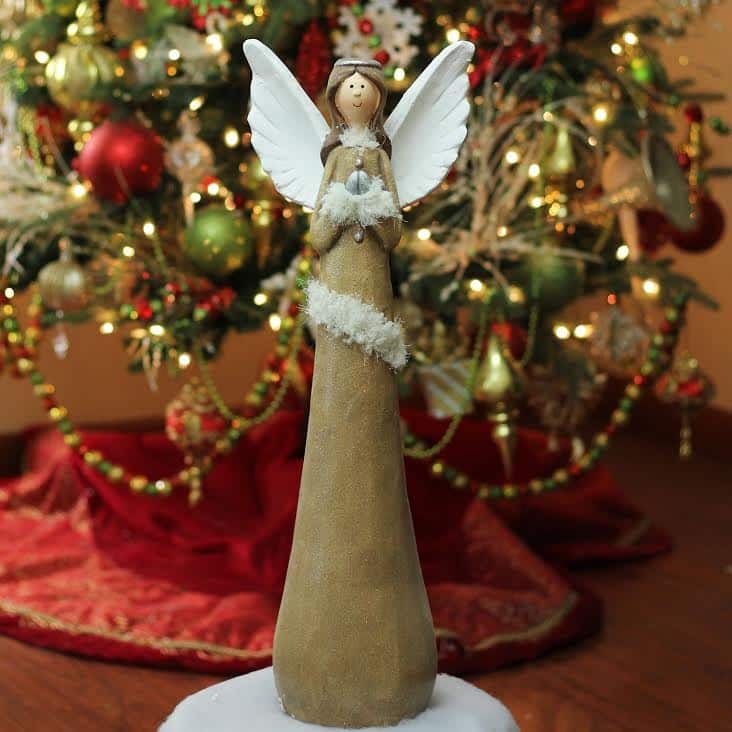 Tall Praying Angel Christmas Figure - 24" - Ivory and Brown