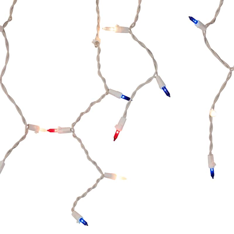 105ct Red Clear Blue Christmas Mini Icicle Lights - 6.5ft White Wire