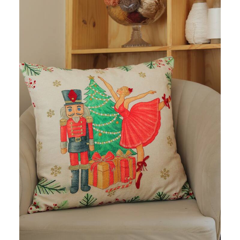 Vibhsa Holiday Nutcracker Ballerina Holiday Pillow, 20" x 20"