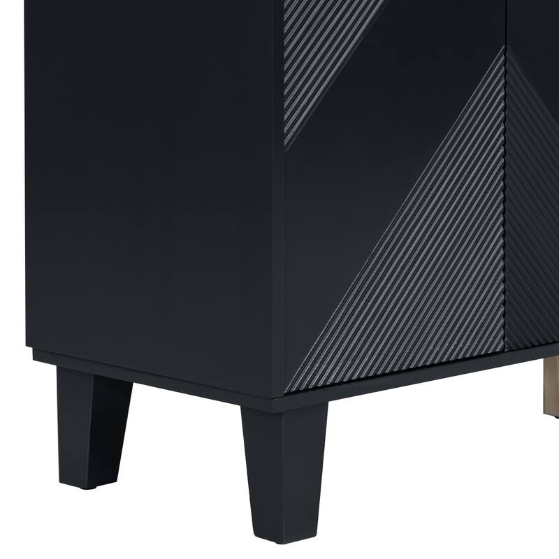 60" Buffet Cabinet Accent Sideboard wiith Adjustable Shelf, Black