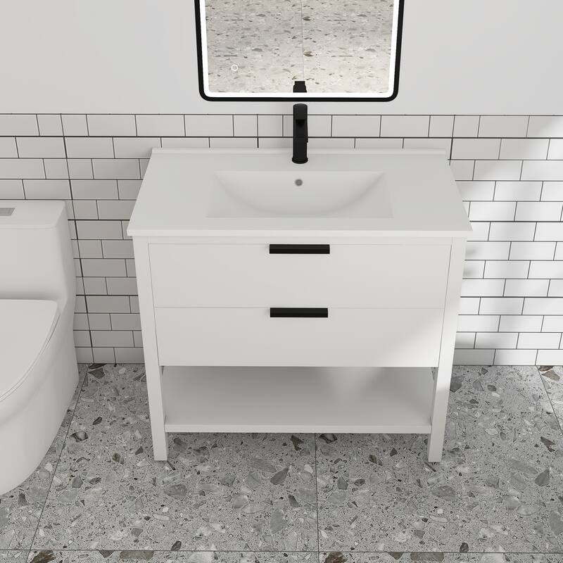 Plywood Freestanding Bathroom Vanity Set with Integrated Sink