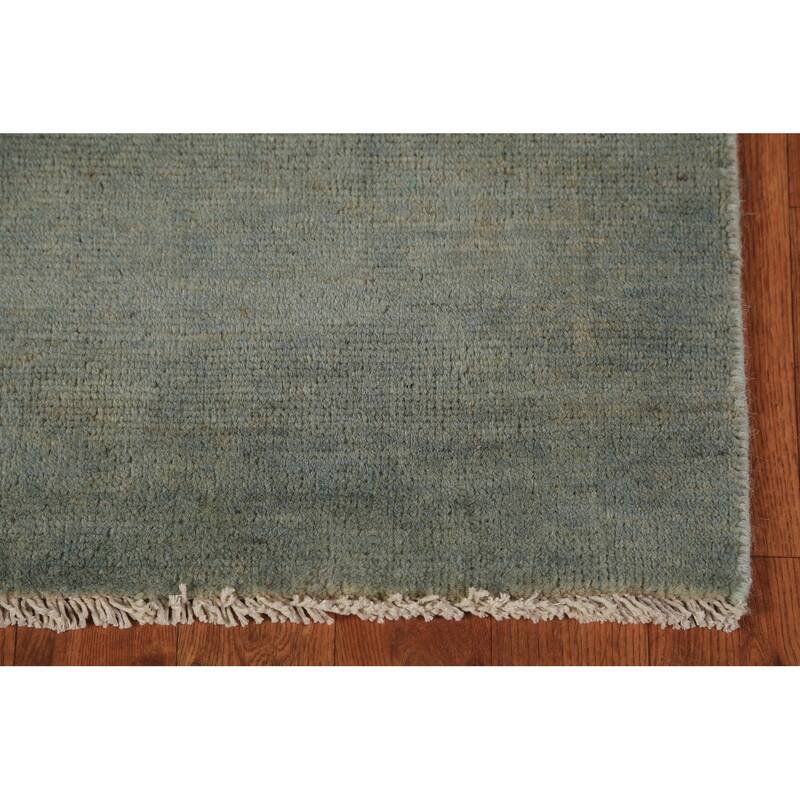 Gabbeh Modern Rug Hand-Knotted Green Wool Carpet - 4'0" x 5'10"