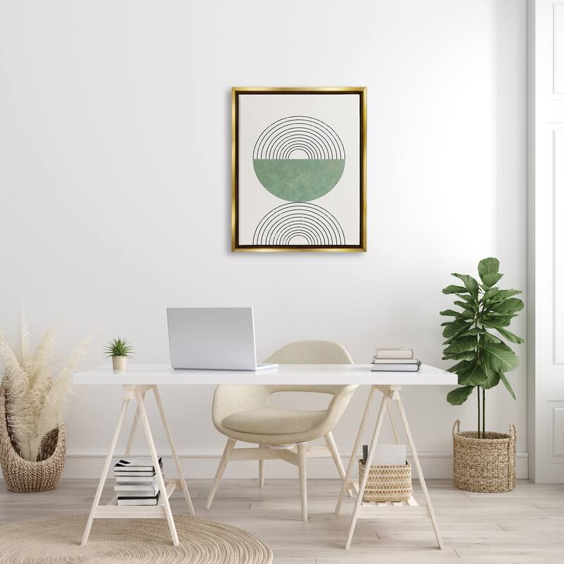 Stupell Abstract Geometric Circular Study Curved Art Deco Floater Frame - Beige