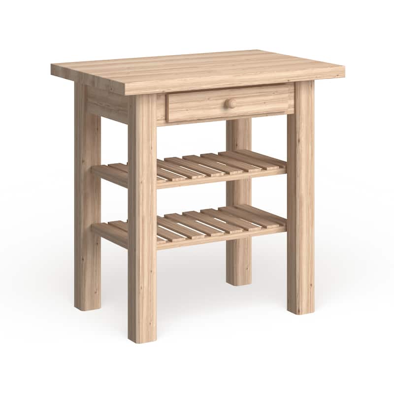 The Gray Barn Heavenly Winds Unfinished Solid Parawood Kitchen Island - Stationary - Unfinished - Wood
