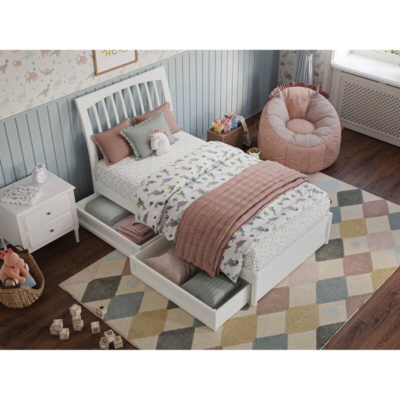 Roslyn Platform Bed with Panel Footboard and Storage Drawers