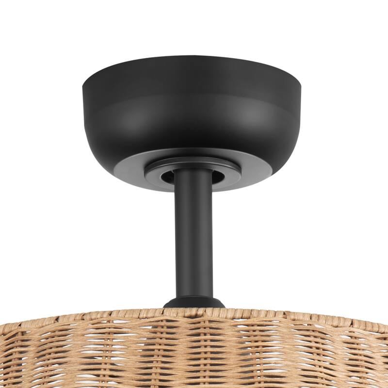 20" Rattan Caged Ceiling Fan with Dimmable LED Light and Remote(3-Blade)