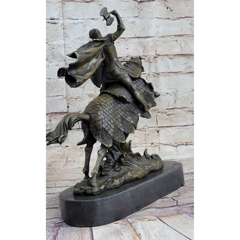 European Knight On Imitative Horseback Armored Imitative Horse Bronze Sculpture Statue Figure By Kamiko