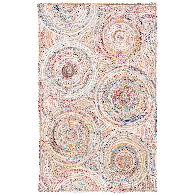 SAFAVIEH Handmade Cape Cod Mariam Coastal Jute Rug - 6' Square - Beige/Multi