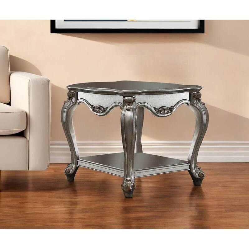 HomeRoots 24" Gray Solid Wood End Table With Shelf - 27' X '24' X '27 - Gray - Wood