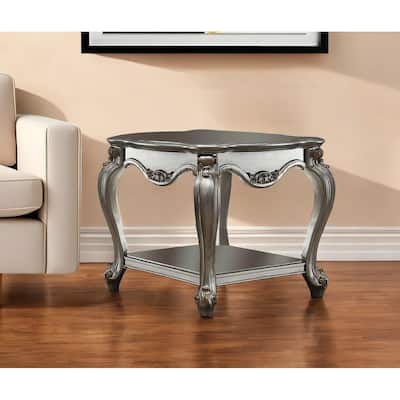 HomeRoots 24" Gray Solid Wood End Table With Shelf - 27' X '24' X '27