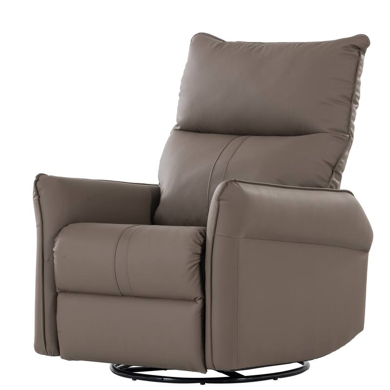 PU Rocking Recliner Chair, 360 Swivel Nursery Rocking Chair, Rocking Swivel Recliner Chair for Bedroom, Side Pocket