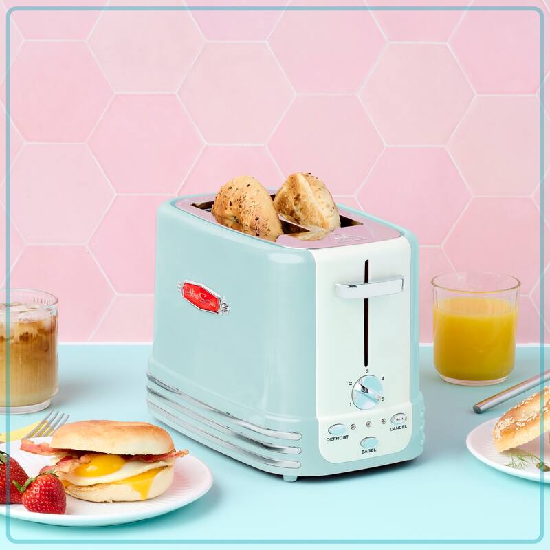 Nostalgia Retro 2-Slice Bagel Toaster, Aqua