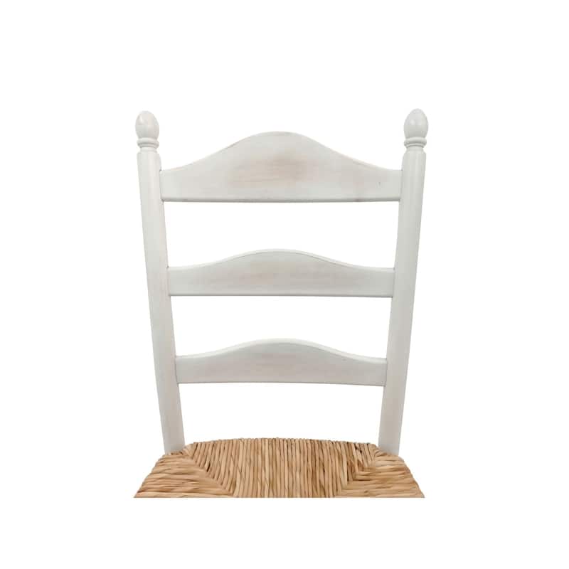 Woven Seat Solid Ladder Back Dining Chair - 38" - White