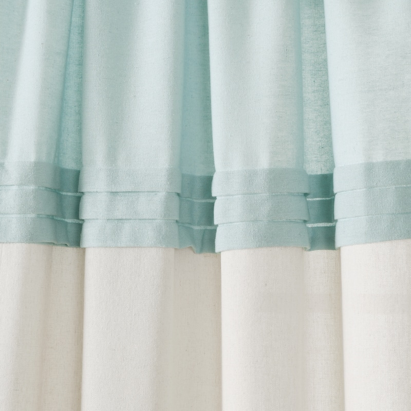 Lush Decor Farmhouse Faux Linen Colorblock Pleated Window Curtain Panel Pair - 84" x 40"