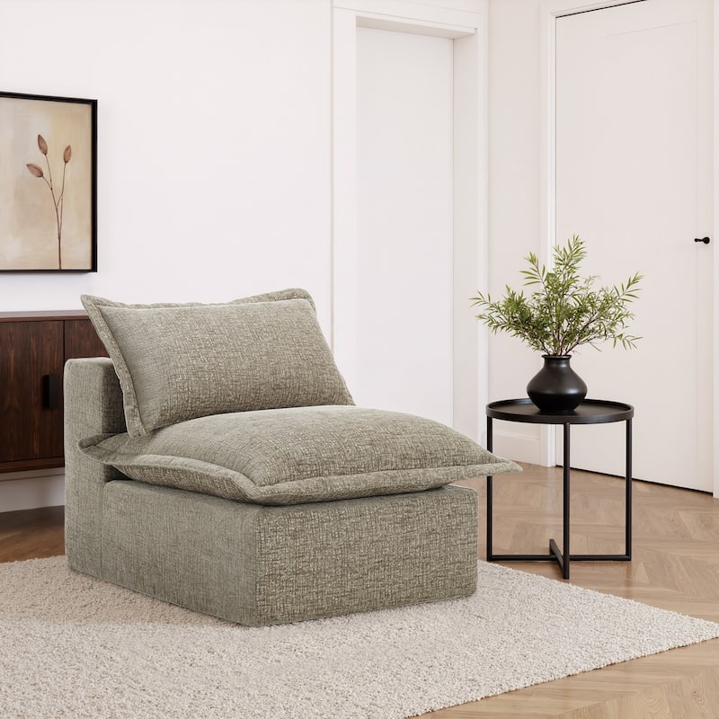 32"W Chenille Upholstered No Assembly Armless Accent Chair