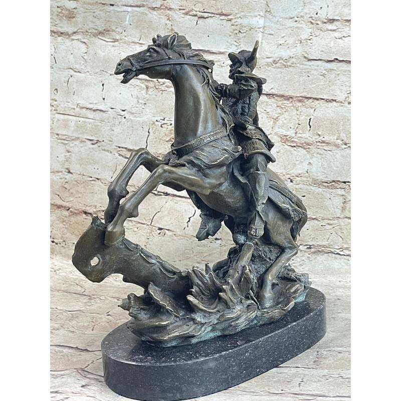Japanese Samurai Warrior On Imitative Horseback Bronze Sculpture Statue Original Kamiko