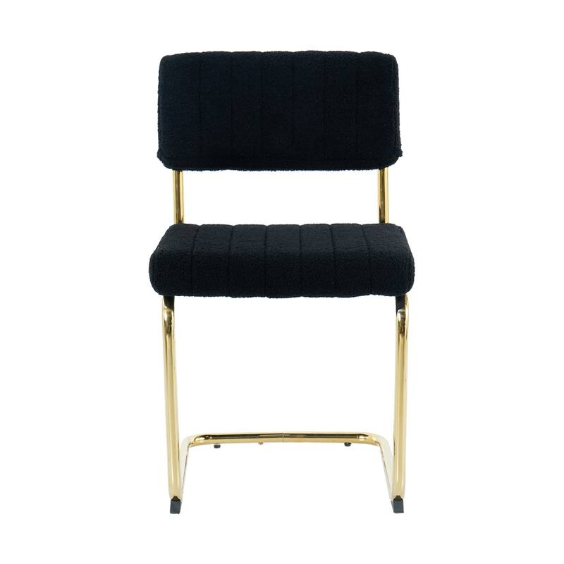 Fabric Light Luxury Dining Chair with Metal Legs(Set of 2) - N/A