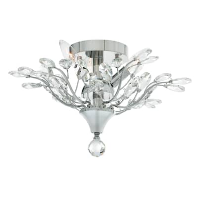 Ivy 3 Light Drum Shade Flush Mount With Chrome Finish