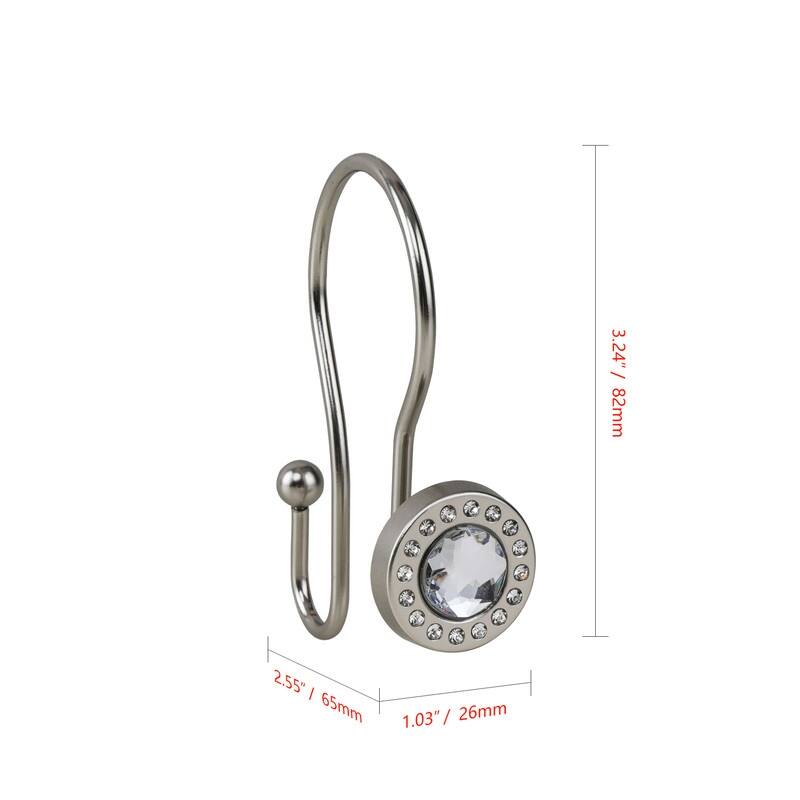 Utopia Alley Shower Hooks, Double Shower Curtain Hooks for Bathroom, Crystal Design, Set of 12