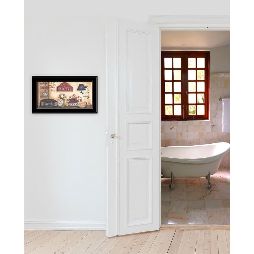 TrendyDecor4U Farmhouse "Country Bath" Framed Print Wall Art by Pam Britton - Earthtones