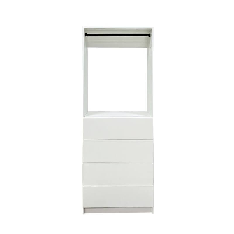 Prosper 32" White Wood Walk-in Closet with Two Rods - 31.4"W x 15.7"D x 83" H