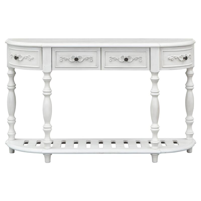 Modern Curved Console Table with 4 Drawers and 1 Shelf
