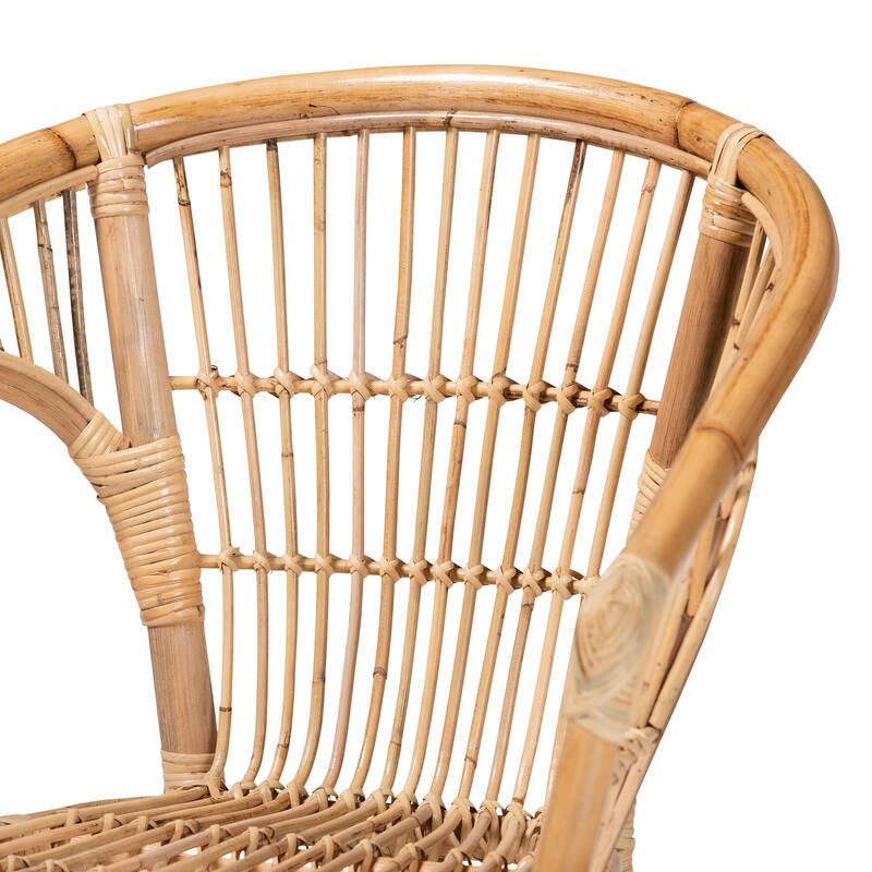 Alleta Modern Bohemian Natural Brown Rattan 3-Piece Living Room Set