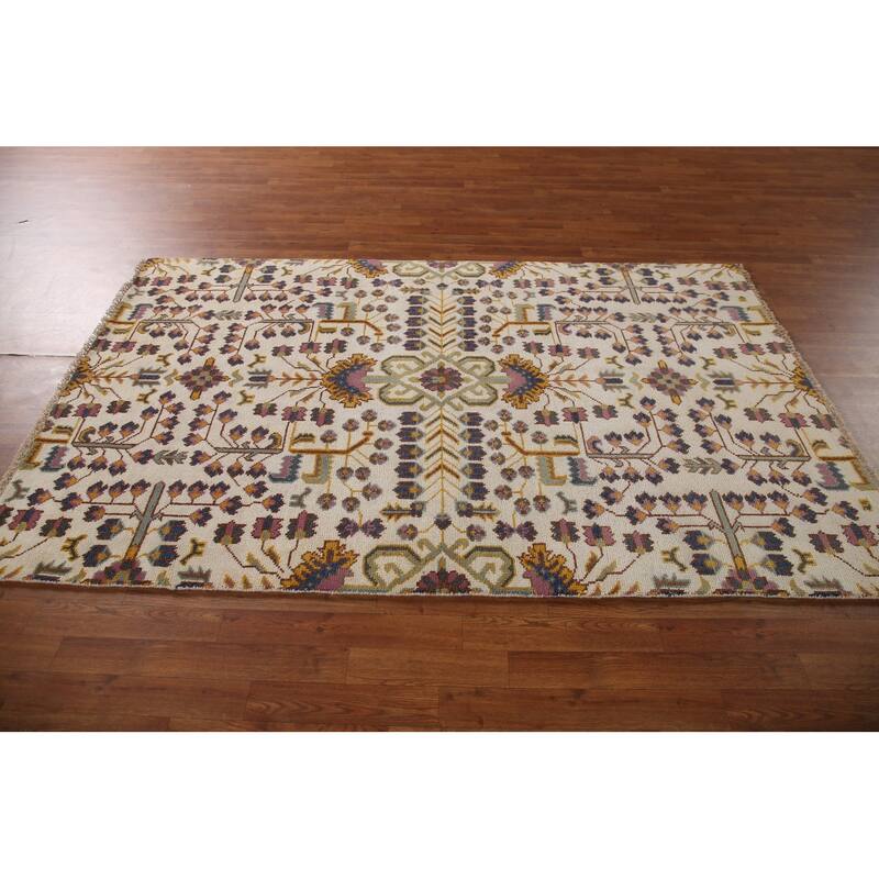 All-Over Kazak Area Rug Hand-Knotted Wool Carpet - 5'1"x 7'11"
