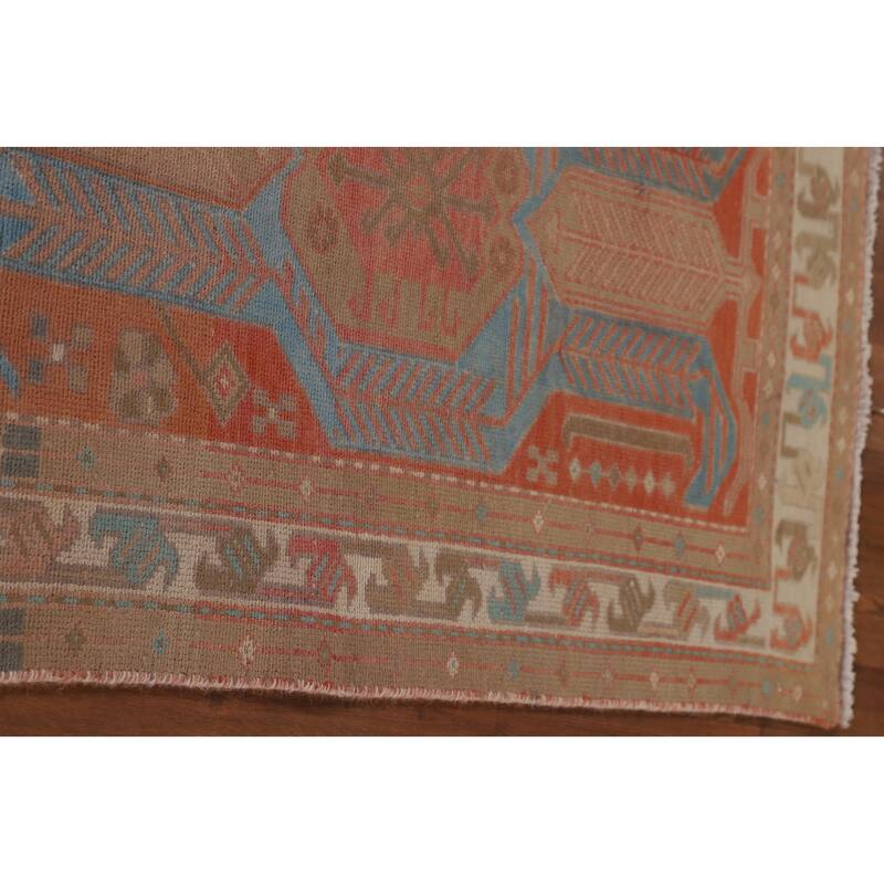 Orange Ardebil Persian Vintage Runner Rug Hand-Knotted Wool Carpet - 3'0" x 10'0"