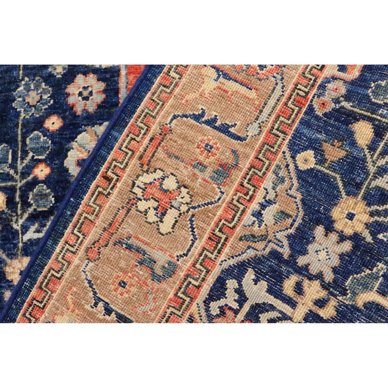 Rustic Heriz Ziegler Houston Blue Brown Hand-Knotted Rug - 4'0'' x 5'9''