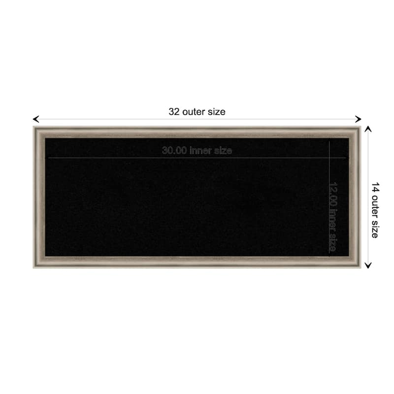 Salon Wood Framed Black Corkboard Bulletin Board - Salon Scoop Pewter - Board Size 30x12