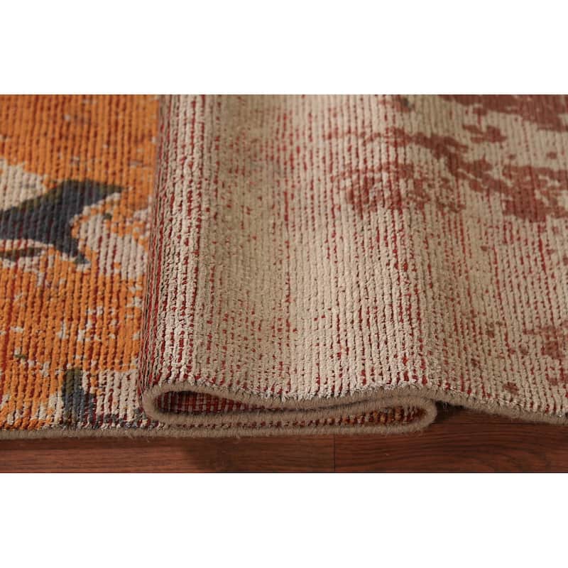 Contemporary Abstract Oriental Runner Rug Hand-Knotted Wool Carpet - 2'10"x 8'4"