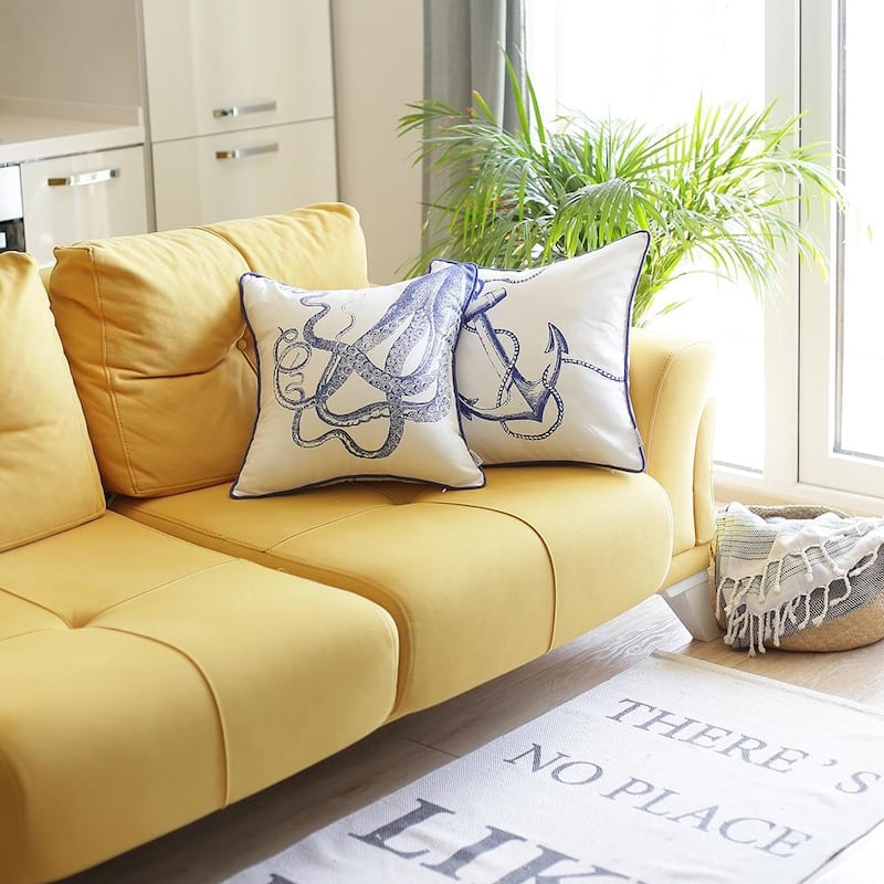 Octopus and Anchor Throw Pillow Covers (Set of 2)