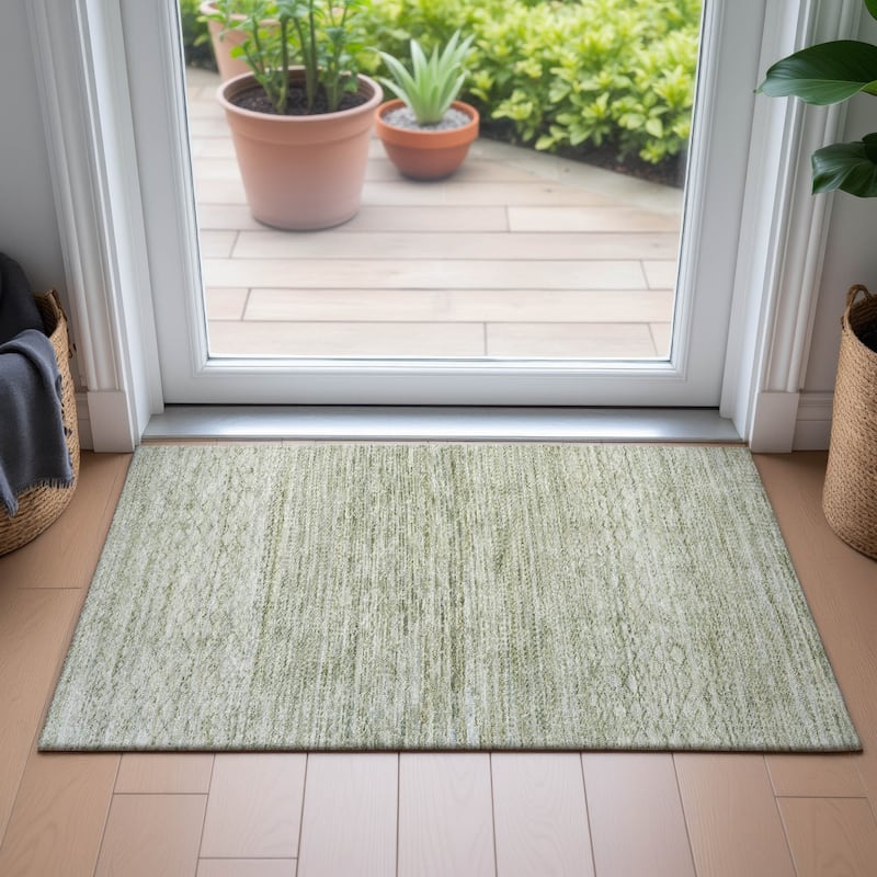 Machine Washable Indoor/Outdoor Modern Trellis Chantille Rug