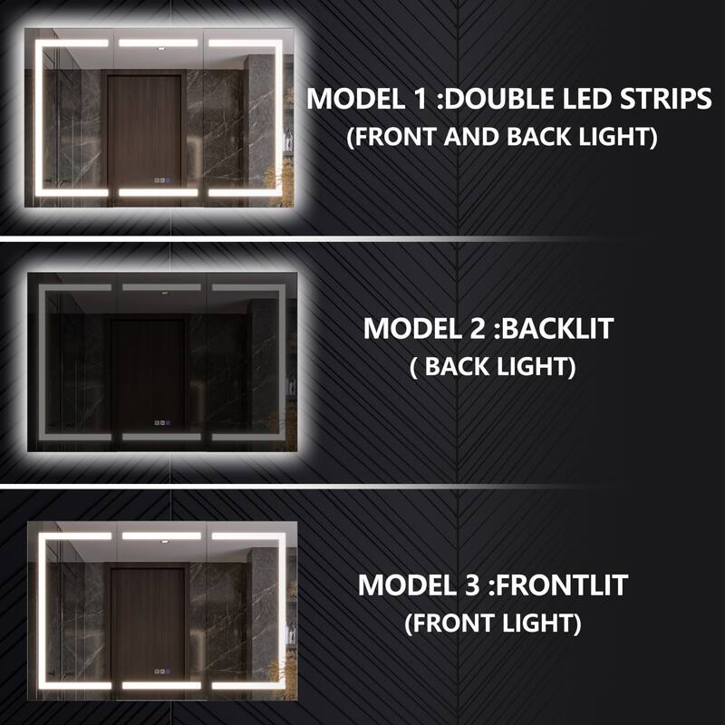 Modland 48"-72"W x 36"H Lighted Bathroom Medicine Cabinet with Backlit & Frontlit Modes,Anti-Fog