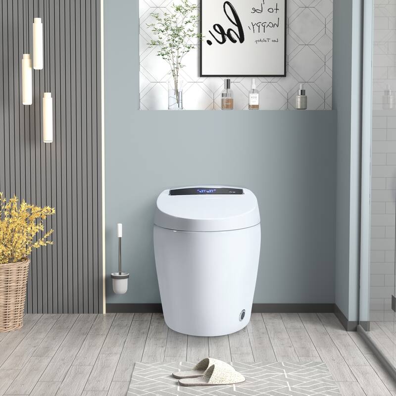 Smart Toilets with Heated Bidet Seat.Portable toilet with bidet built.Intelligent Toilet Auto Open/Close Seat - White